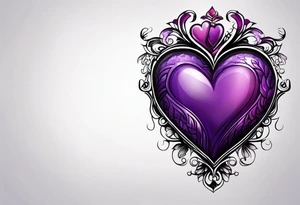 Purple heart with fingerprint tattoo idea