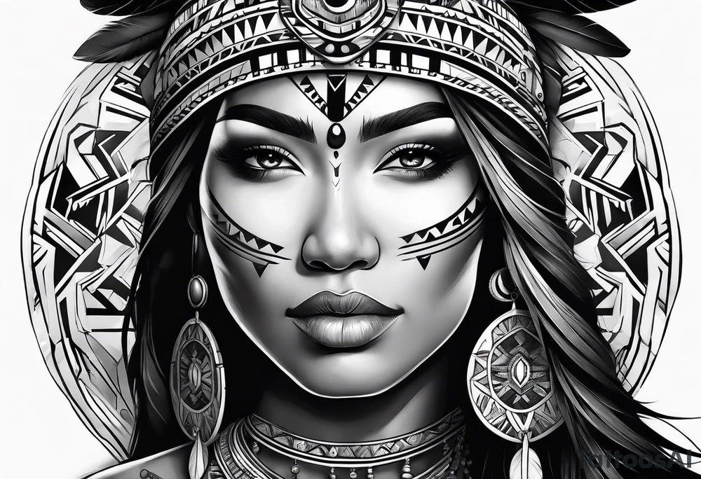 Navajo indigenous woman dark feminine goddess tattoo idea