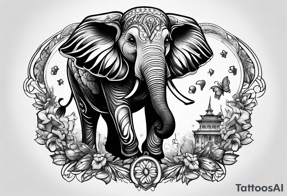 Elephant playing roller derby tattoo idea