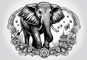 Elephant playing roller derby tattoo idea