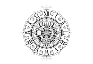 vintage roman numerals within ornate clockwork mechanism tattoo idea