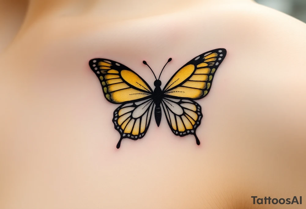 yellow butterfly tattoo idea