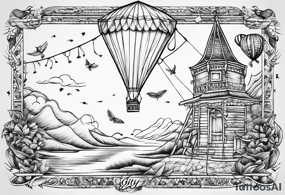 "Go Fly A Kite" spelled out in kite string tattoo idea