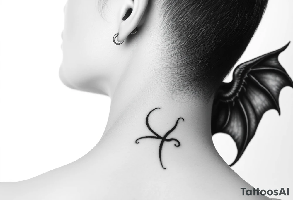 position behind the neck Angel (on the right) whispering in the right ear, demon (on the left) whispering in the left ear tattoo idea