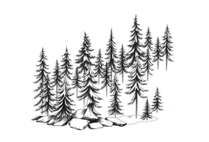 Coniferous forest tattoo sleeve black and gray tattoo idea