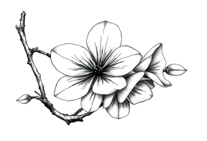 Elongated Cherry blossom with round petals tattoo idea
