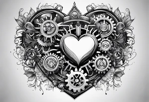 Mechanical heart with gears tattoo idea