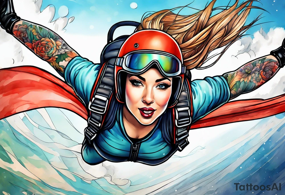 Woman skydiver tattoo idea