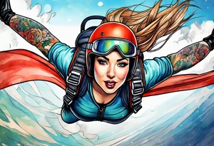Woman skydiver tattoo idea