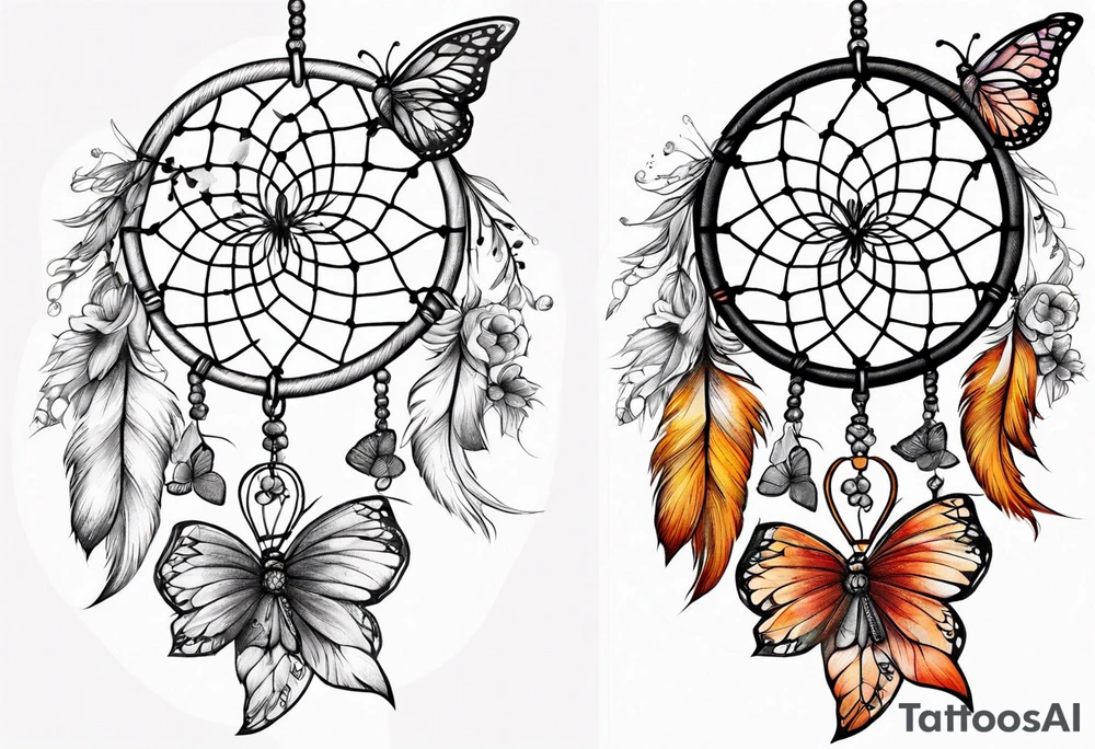 Dream catcher with butterflies tattoo idea