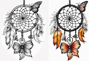 Dream catcher with butterflies tattoo idea