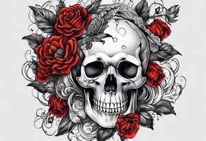 bone that fills entire arm from shoulder to fingers, pain, skulls, dead flowers tattoo idea