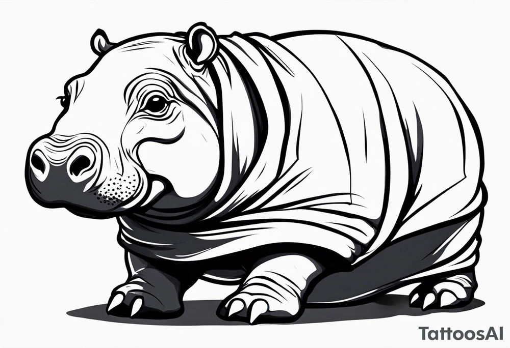 Baby hippo wrapped in a baby swaddle tattoo idea