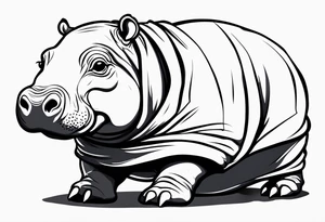 Baby hippo wrapped in a baby swaddle tattoo idea