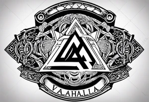 Valhalla  round shield axe
Valknut barbed wire chains tattoo idea
