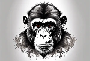 aggressive monkey on torso tattoo tattoo idea