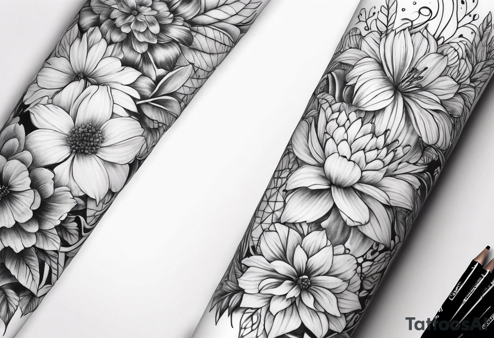 Floral arm sleeve tattoo idea