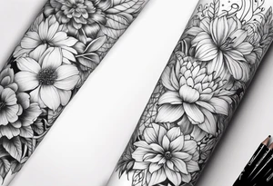 Floral arm sleeve tattoo idea