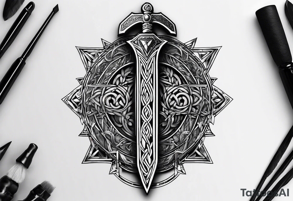 Sword Viking jewel rune tattoo idea
