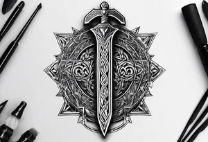 Sword Viking jewel rune tattoo idea