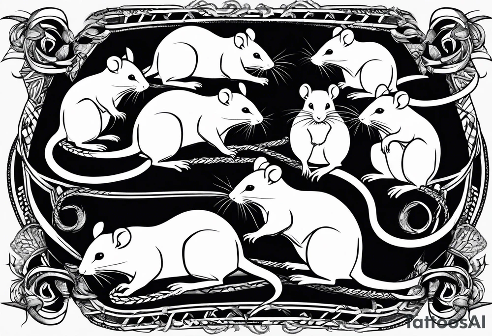 A collection of rats or mice whose tails are intertwined and bound together in some way. tattoo idea