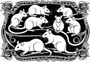 A collection of rats or mice whose tails are intertwined and bound together in some way. tattoo idea