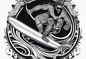 Black man surfing tattoo idea
