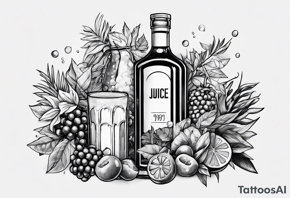 999 with different things around it from juice wrlds albums tattoo idea