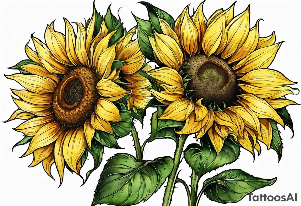 Sunflower for a male tattoo idea