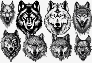 Indian Theme angry 
wolf photorealism tattoo idea