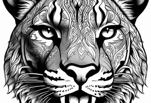 mountain lion face, teeth showing tattoo idea
