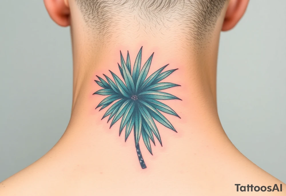 realistic large woven palm leaves tattoo idea
