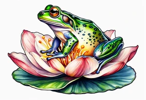 Small frog on lily pad tattoo idea