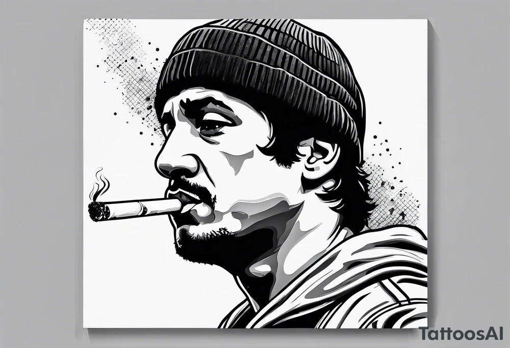 rocky balboa smoking cigarette tattoo idea