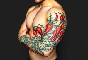 Super hot pepper plants tattoo idea