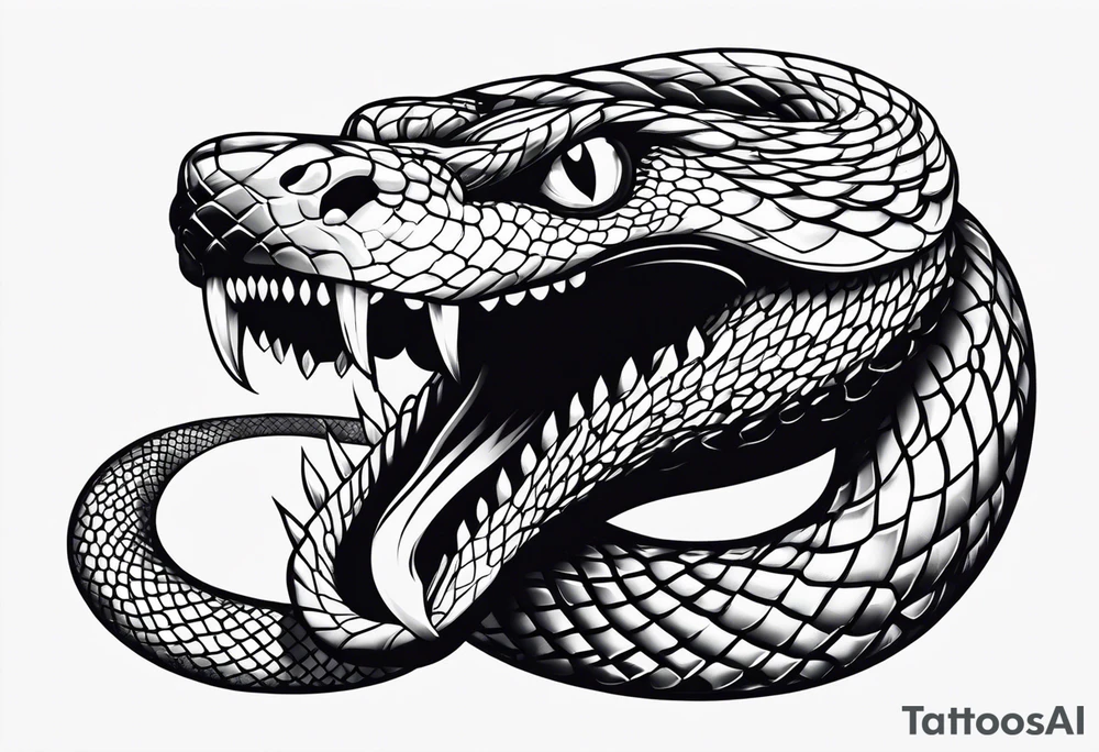 snake with open mouth tattoo idea