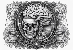 Human anatomical brain inside hourglass tattoo idea