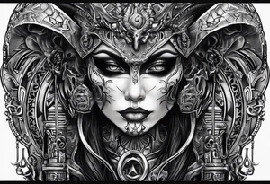 Mujer demonio calavera tattoo idea