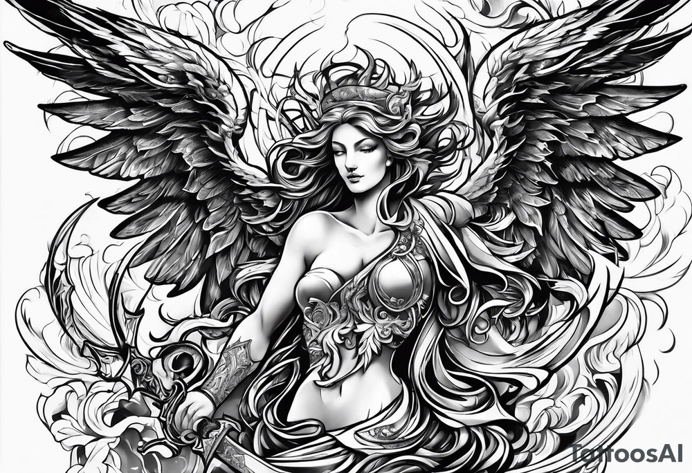 Angel fighting demon tattoo idea