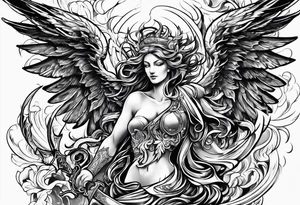Angel fighting demon tattoo idea