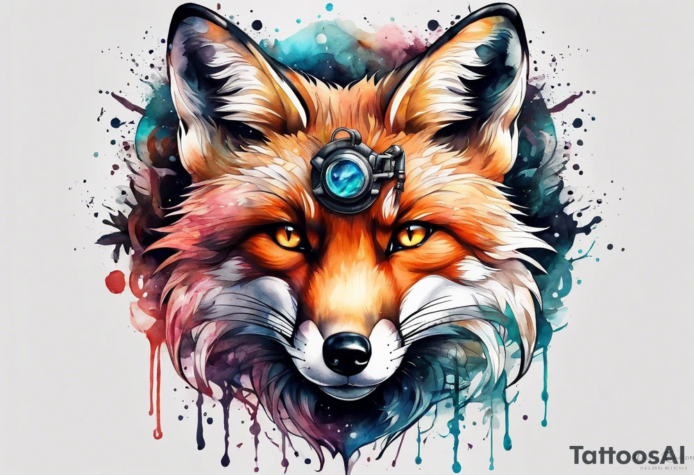 Watercolor fox tattoo idea