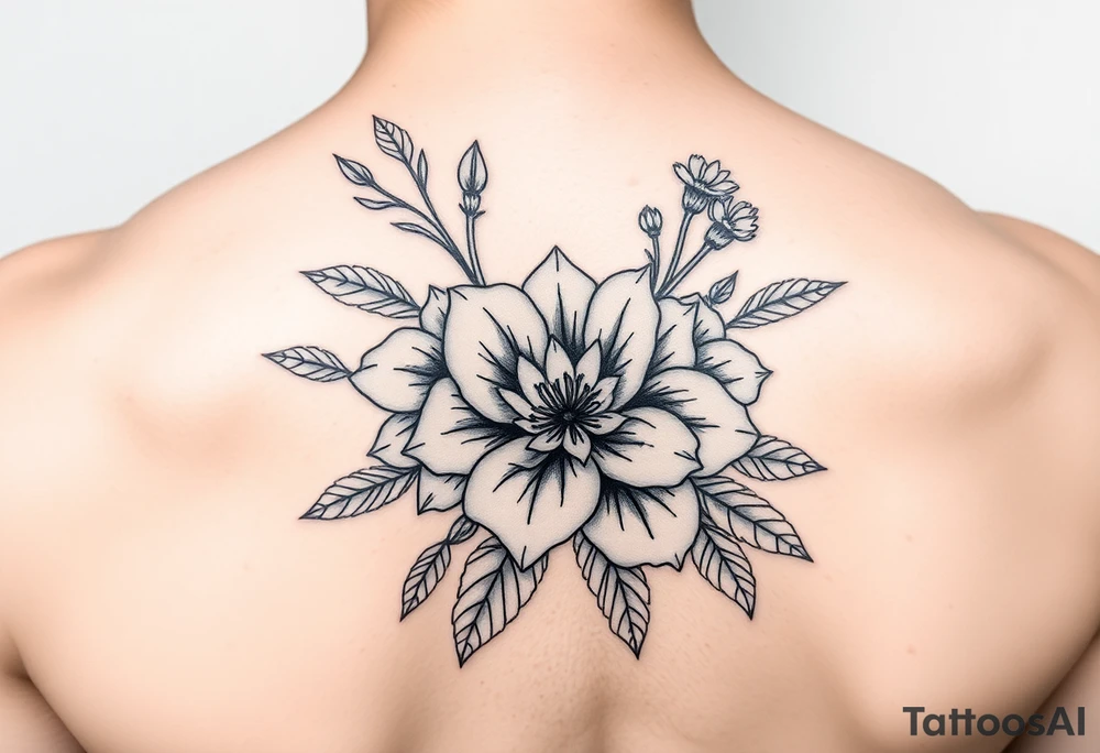 September and 2 may birth flower bouquet tattoo idea