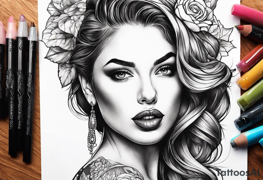 Sexy female lips tattoo idea