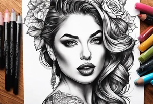 Sexy female lips tattoo idea