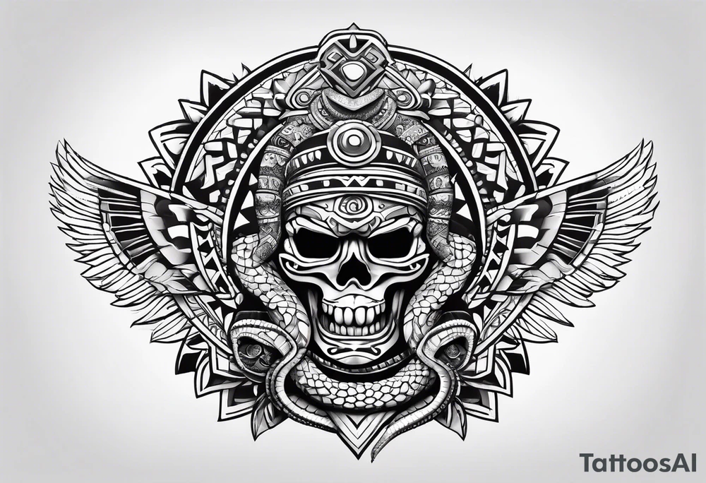 aztec snake sleeve tattoo idea