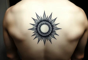 Sun with rays on back of the head tattoo idea