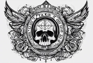 Give me a tattoo idea with a dollar bill being the center point and the quote”Can’t take it when you die, but you can’t live without it” tattoo idea