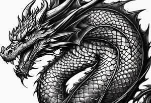 dragon perched with claws wrapped around on a pole tattoo idea