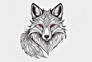 fox with red and white tail tattoo idea