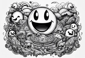 Pac-Man chasing monsters tattoo idea